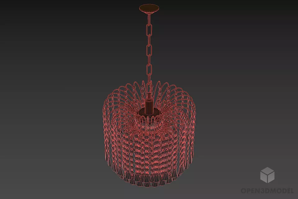 Crystal Ceiling Lamp On Chain 3d model 3