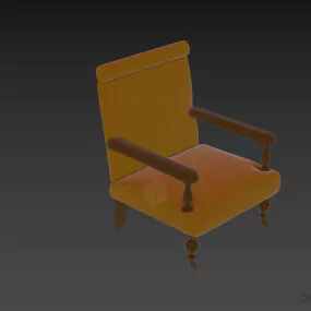 Vintage Armchair With Floral Texture 3d model