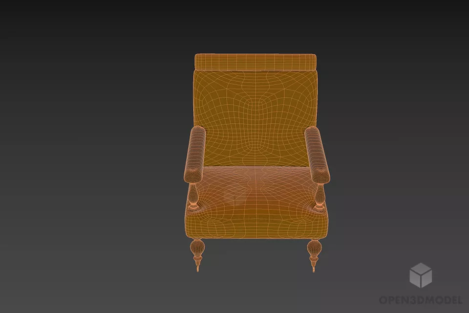 Vintage Armchair With Floral Texture 3d model 3