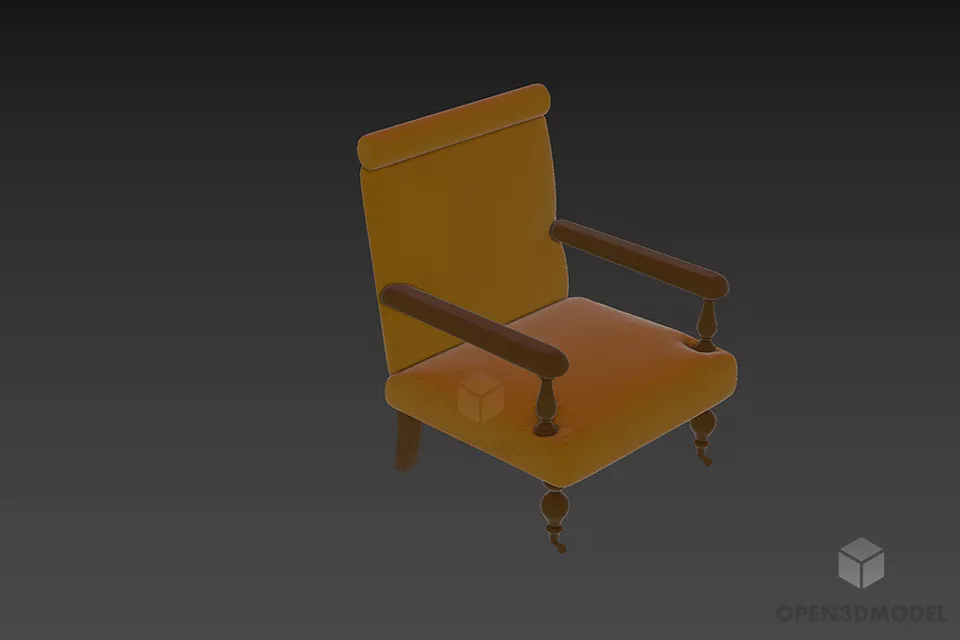 Simple Coffee Chair With Thin Seat 3d model