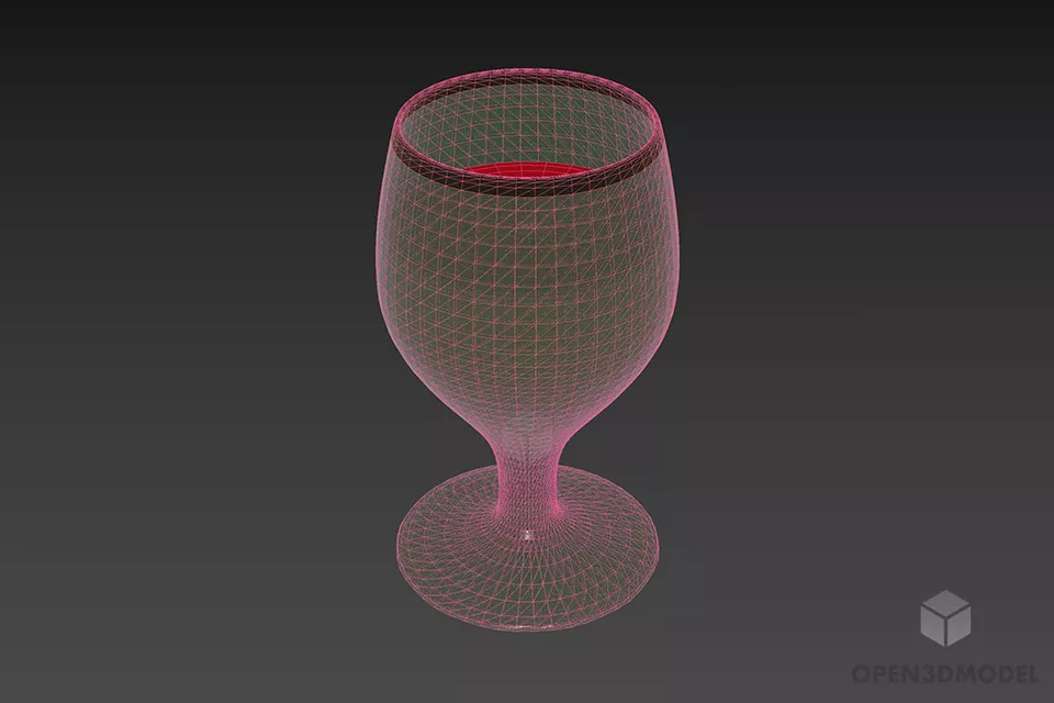 Wine Glass Thick Glass 3d model 2
