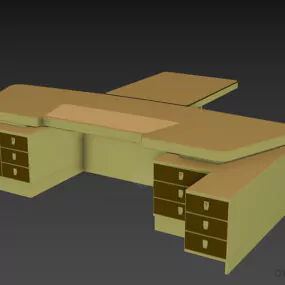 Office Table With Extend Table 3d model