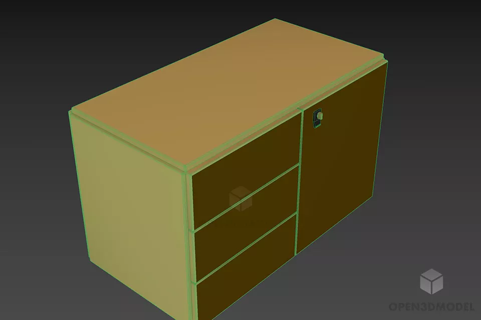 Office Small Locker With Drawers 3d model 2