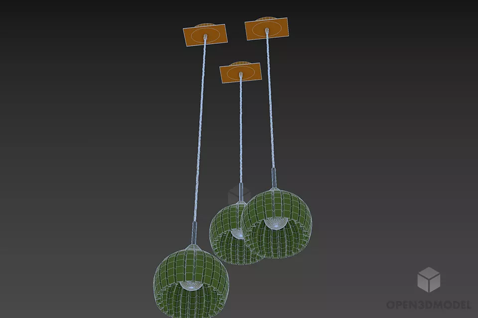 Pendant Lamp Sylcom Three Shade 3d model 3