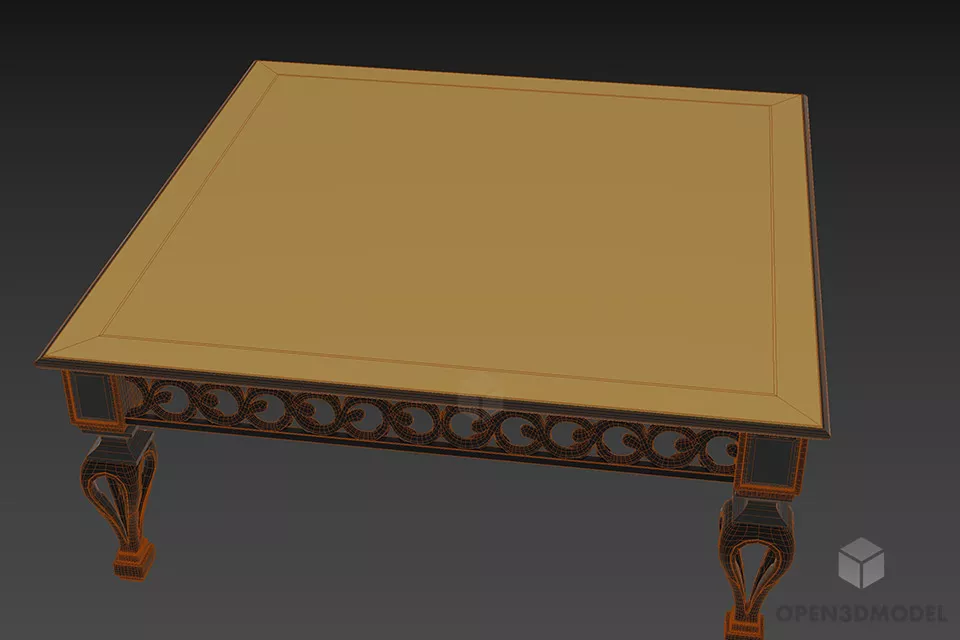 Wood Square Coffee Table Jumbo 3d model 2