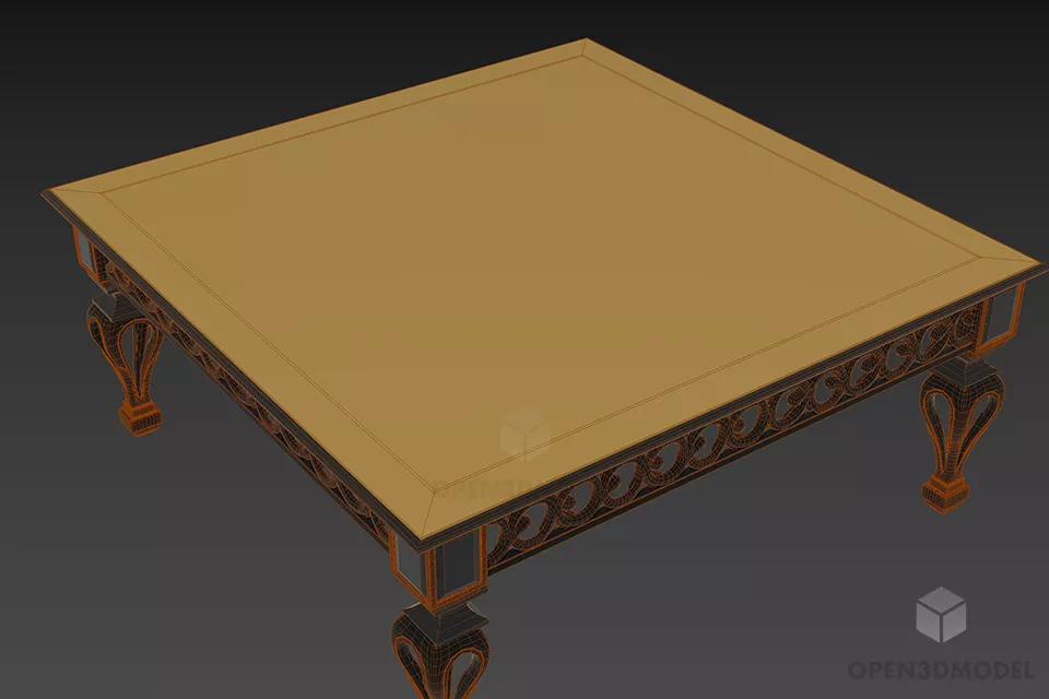 Wood Square Coffee Table Jumbo 3d model 3