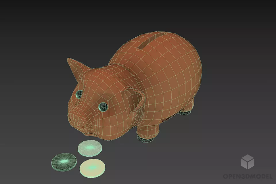 Pig Money Box 3d model 2