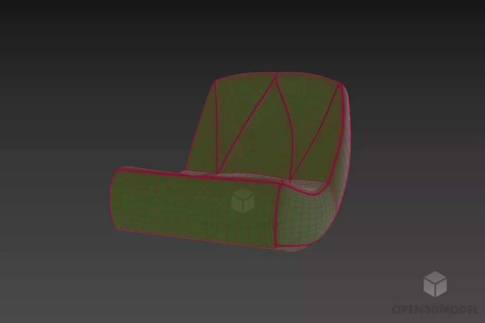 Daybed Armchair Upholstered 3d model 2