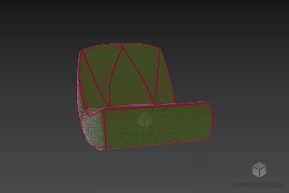 Daybed Armchair Upholstered 3d model 3
