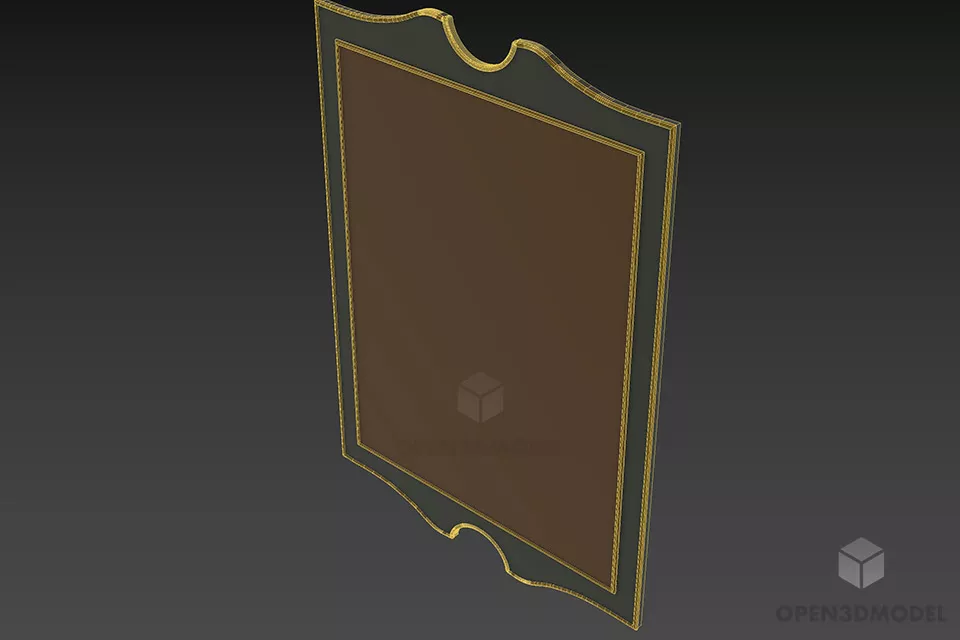 Rectangle Mirror Antique Wood Frame 3d model 2