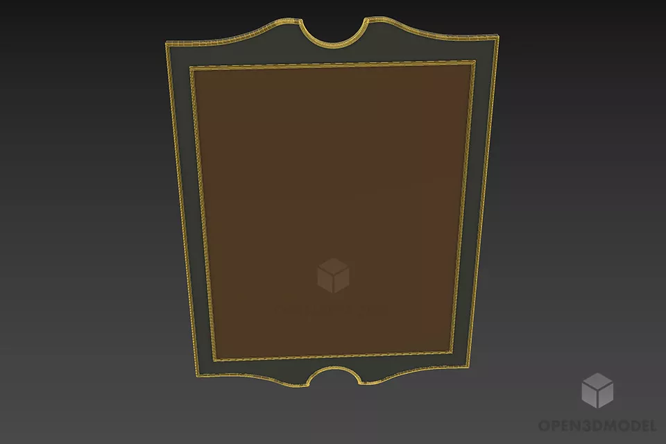 Rectangle Mirror Antique Wood Frame 3d model 3