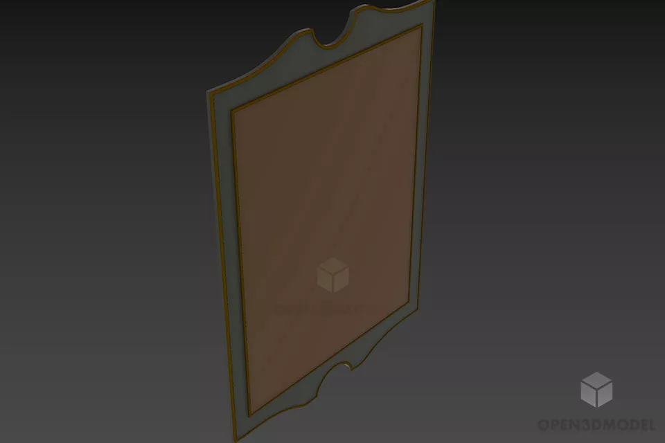 Mirror With Ash Wood Frame 3d model