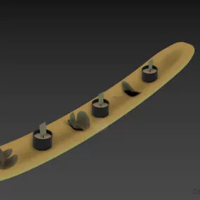 Candlestick On Wood Curved Tray Decoration 3d model