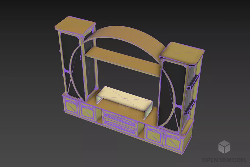 Living Room Rack Showcase Cabinet 3d model 3