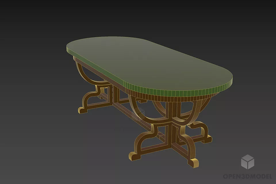 Oval Antique Table, Coffee Table 3d model 2