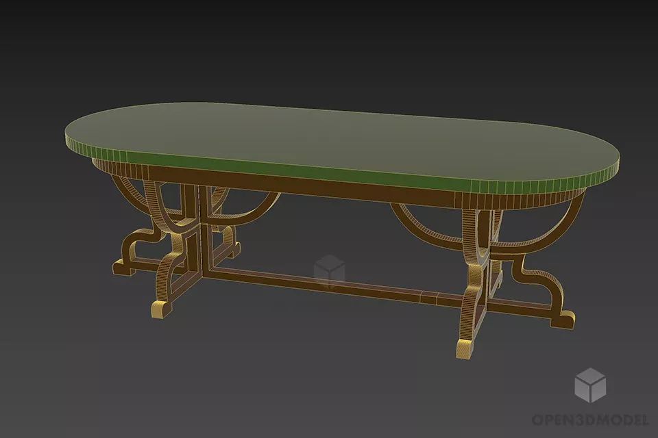 Oval Antique Table, Coffee Table 3d model 3