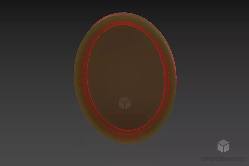 Oval Mirror With Thick Bezel 3d model 3