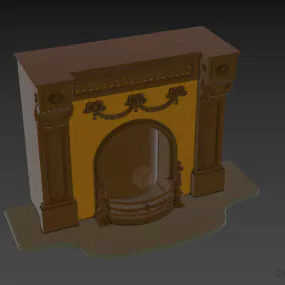Antique Carved Stone Fireplace 3d model