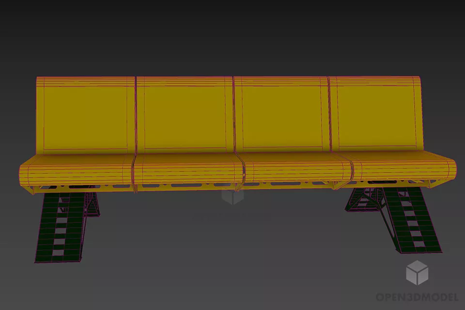Station Waiting Bench Furniture 3d model 3
