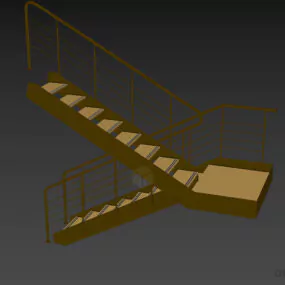 Steel Staircase With Rail 3d model