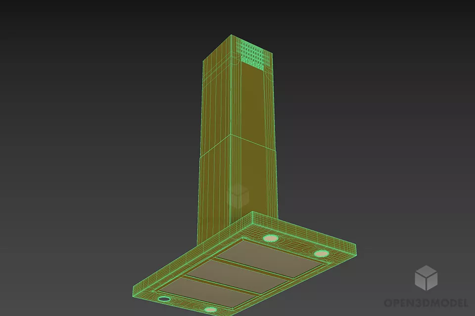 Modern Kitchen Vent Rectangle Shape 3d model 2