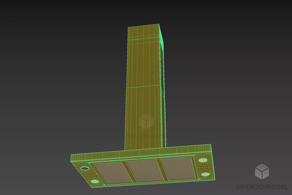 Modern Kitchen Vent Rectangle Shape 3d model 3