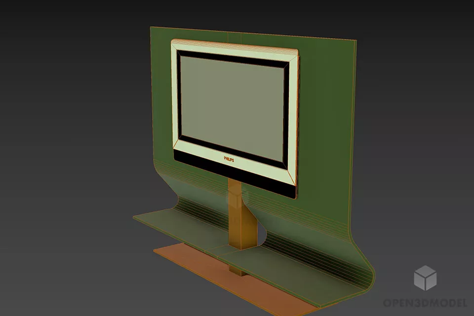Tv Stand Curved Shape 3d model 2