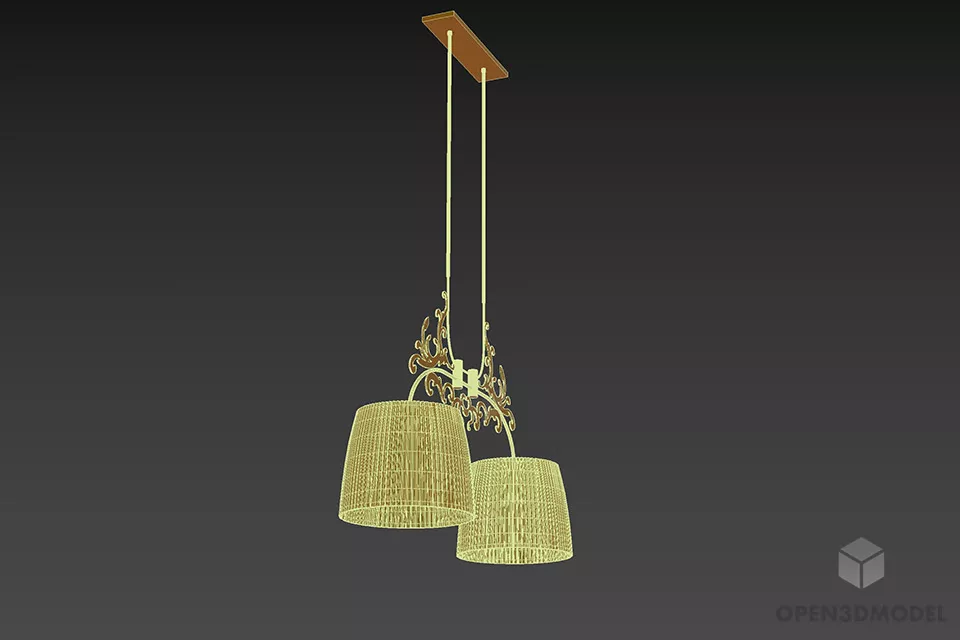 Pendant Lamp Eseor With Two Shade 3d model 2