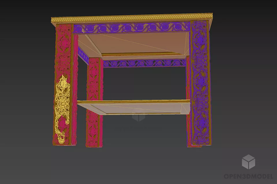 Carved Square Table Jumbo 3d model 3