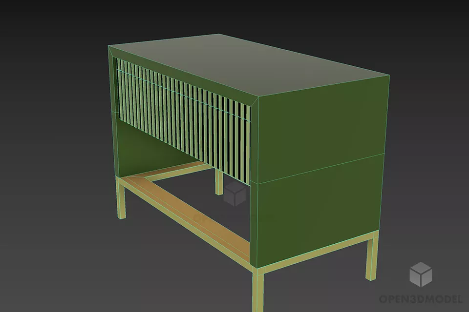 Modern Bedside Table Wooden Cover 3d model 2