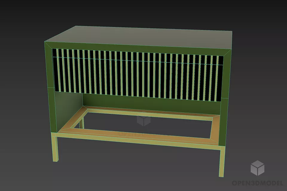 Modern Bedside Table Wooden Cover 3d model 3