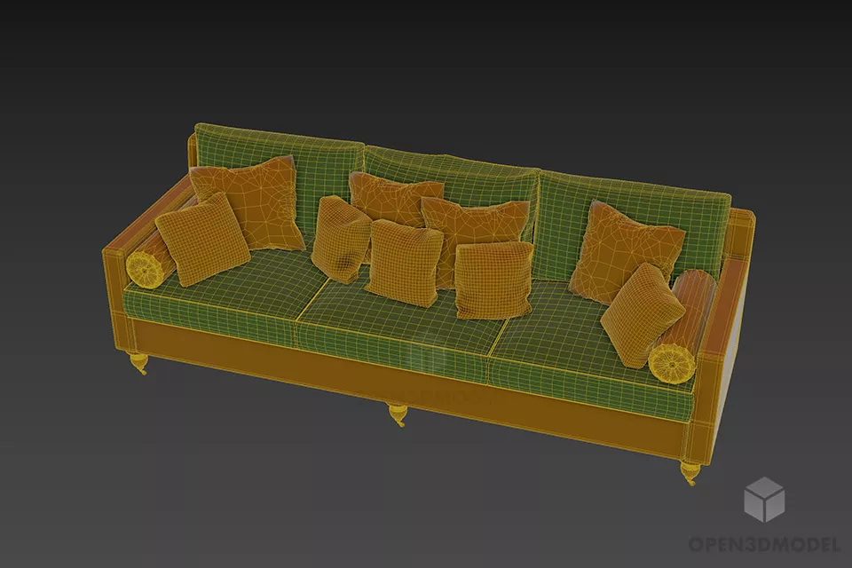 Upholstered Sofa Regency 3d model 3