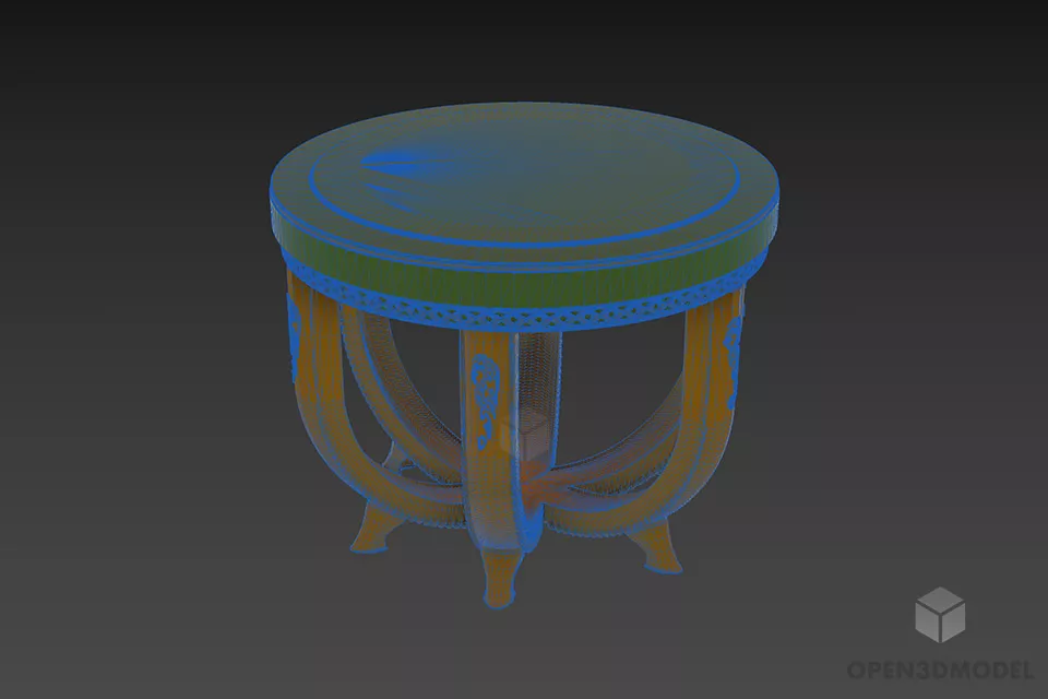 Boutique Table With Carved Edge Style 3d model 2
