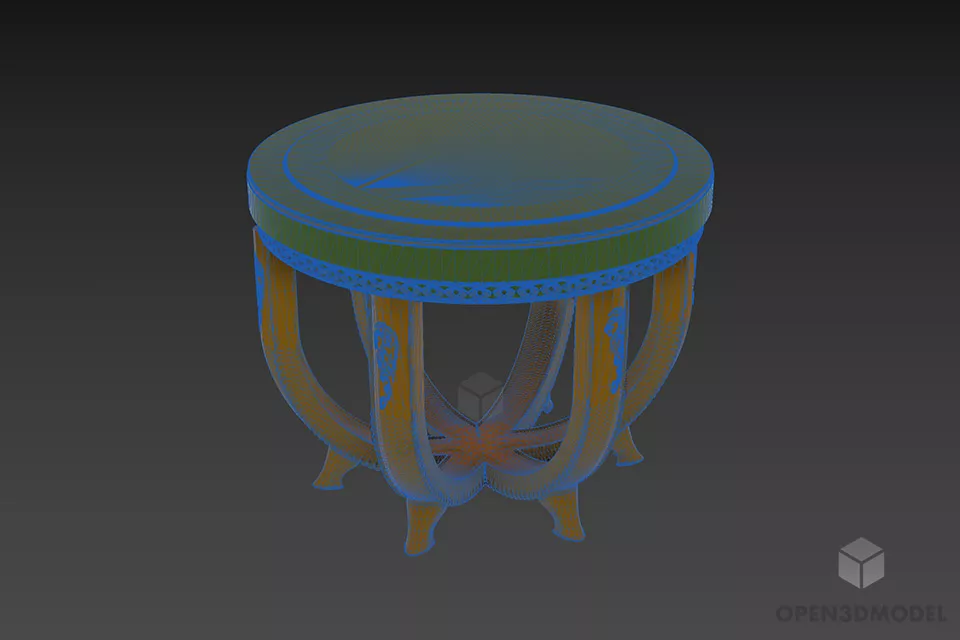 Boutique Table With Carved Edge Style 3d model 3