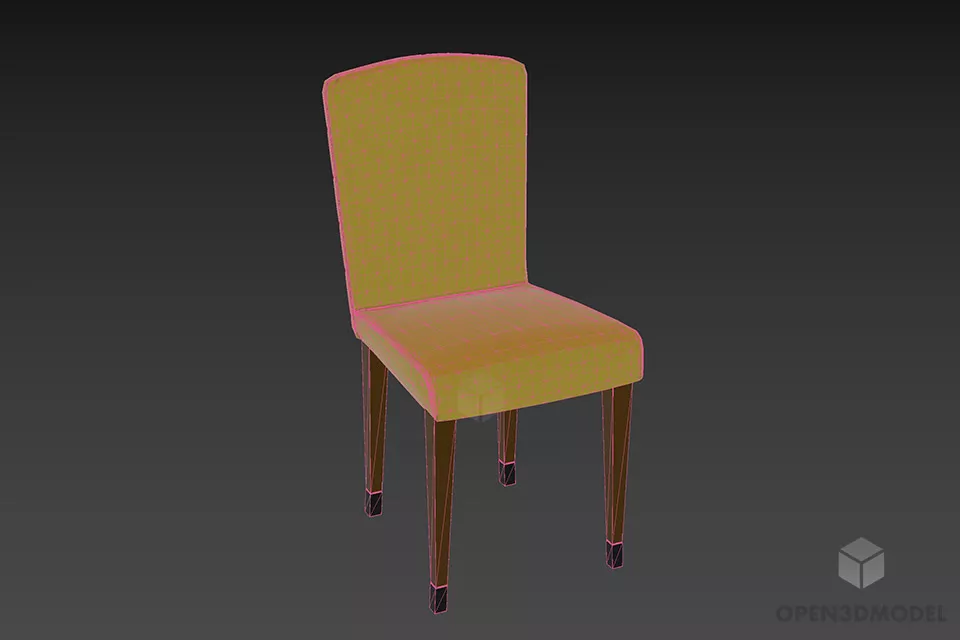 Restaurant Chair Fendi, Tufted Back Chair 3d model 2
