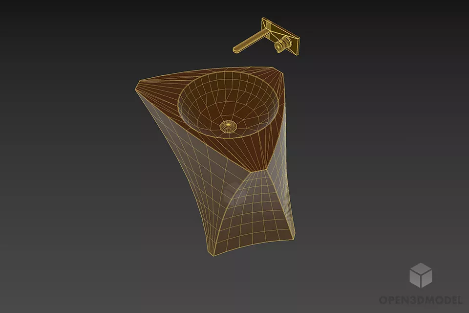 Solid Stone Sink Bagno 3d model 2