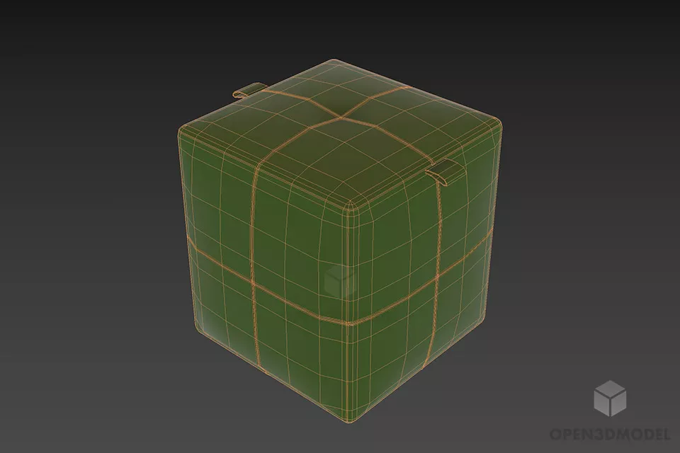Leather Cube Seat Barry 3d model 2
