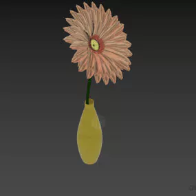 Sun Flower In Ceramic Vase 3d model