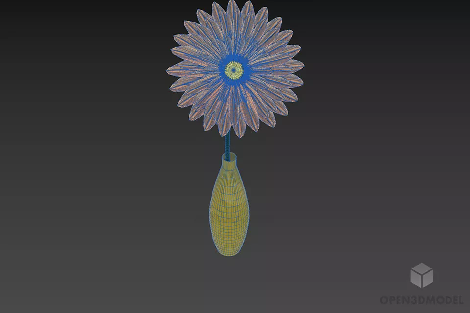 Sun Flower In Ceramic Vase 3d model 3