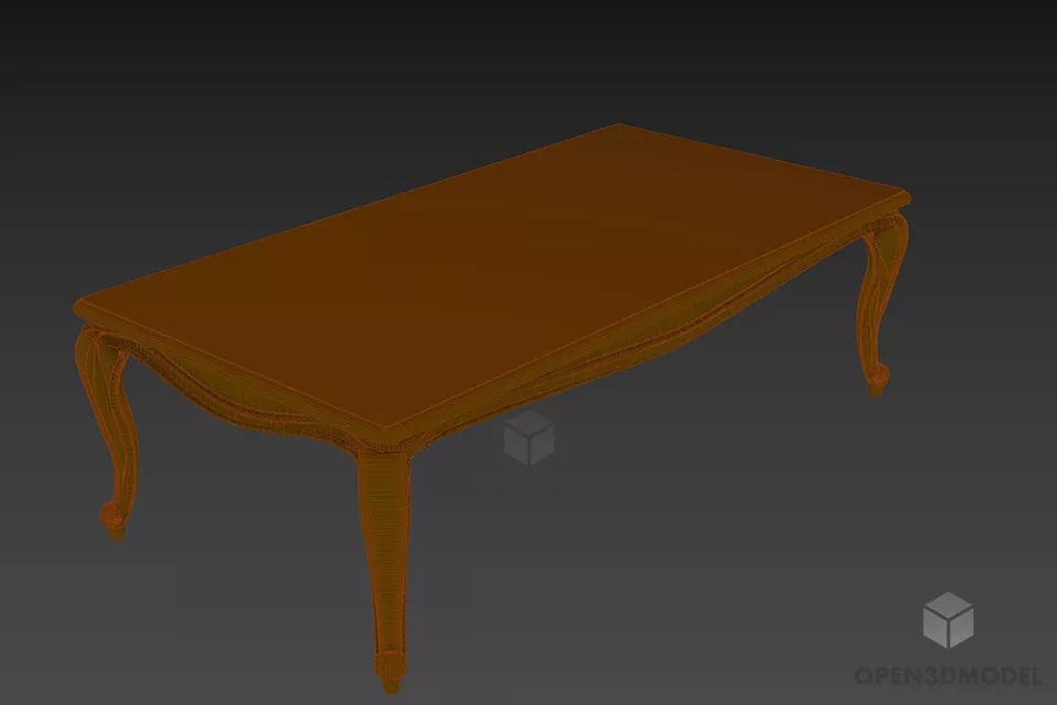 Antique Coffee Table With Curved Legs 3d model 2