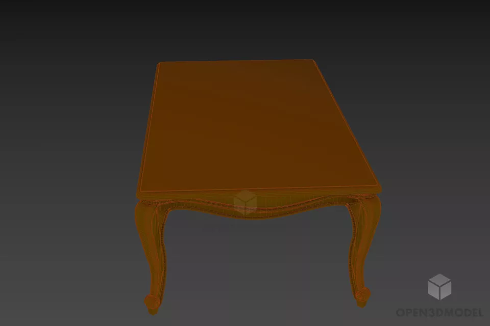 Antique Coffee Table With Curved Legs 3d model 3