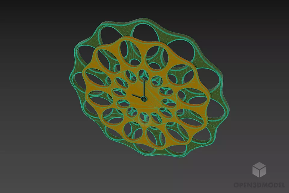 Floral Pattern Clock Gadget 3d model 3
