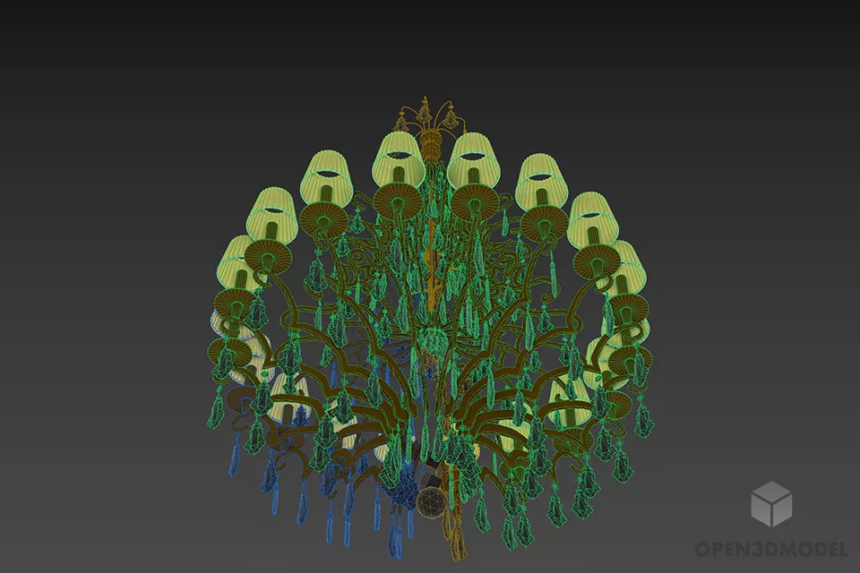 Glass Ceiling Lamp Eichholtz Chandelier 3d model 2