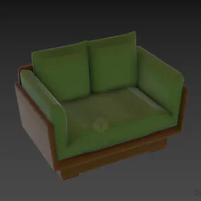 Vintage Textile Sofa Two Seats 3d model