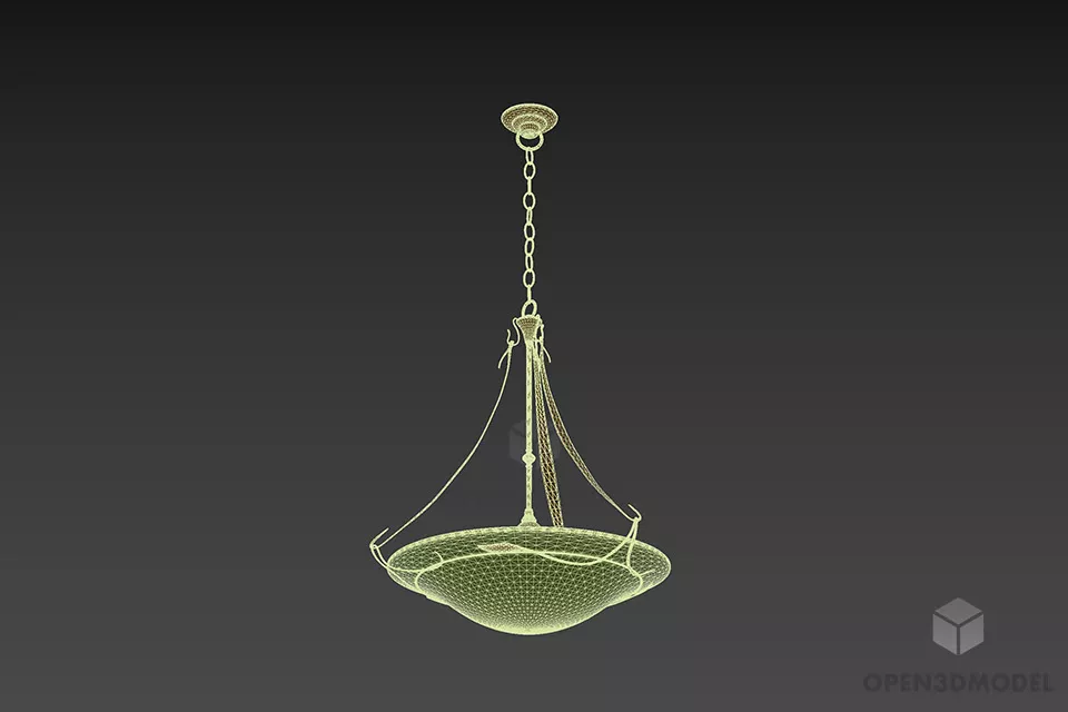 Hanging Pendant Lamp Boutique With Chain 3d model 2
