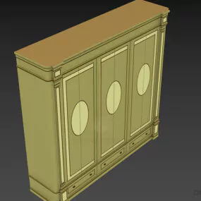 Boutique Wardrobe Three Doors With Carved Frame 3d model