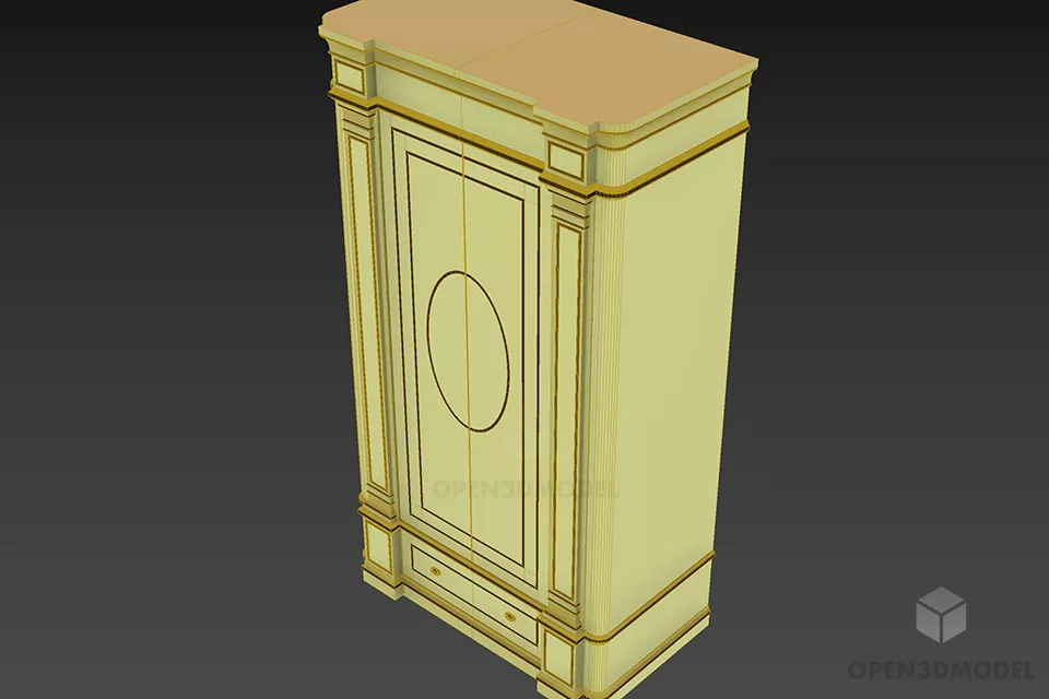 Boutique Wardrobe With Carved Frame Style 3d model 2
