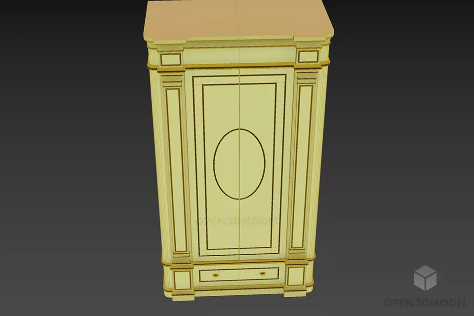 Boutique Wardrobe With Carved Frame Style 3d model 3