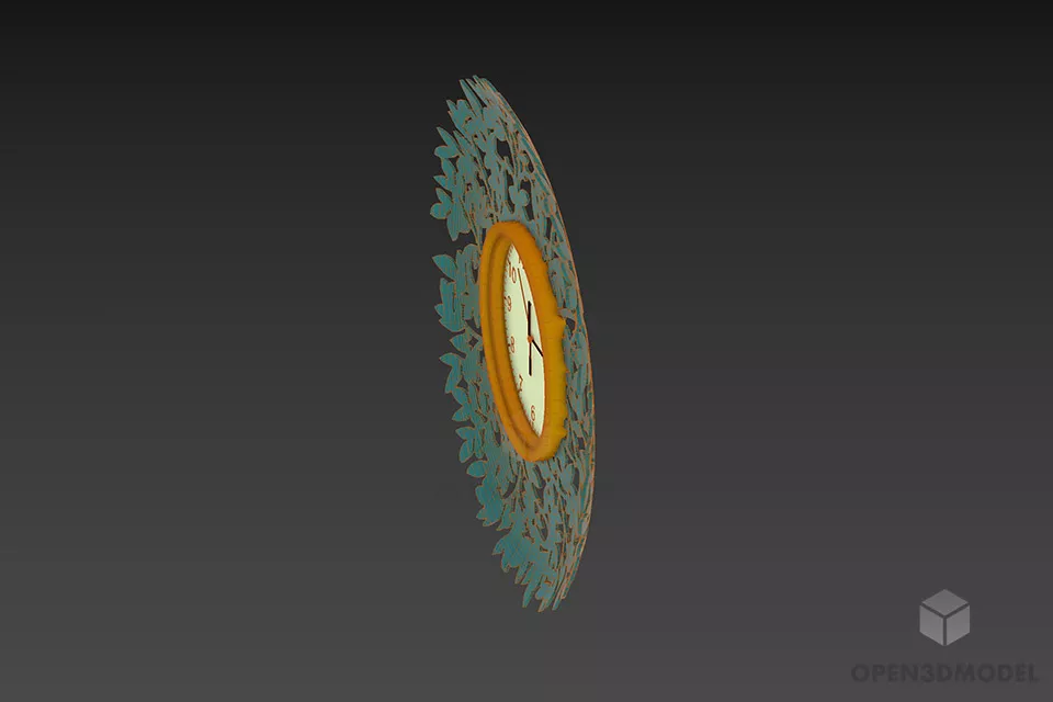 Circle Clock Carved Frame 3d model 2