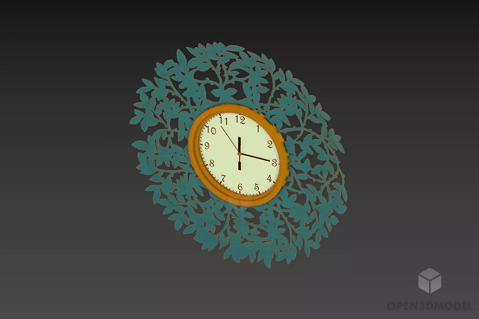 Circle Clock Carved Frame 3d model 3